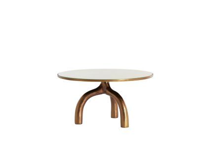 Konferenčný stolík Ø76x40 cm MELLO lesklý hnedý bronz + sklo taupe