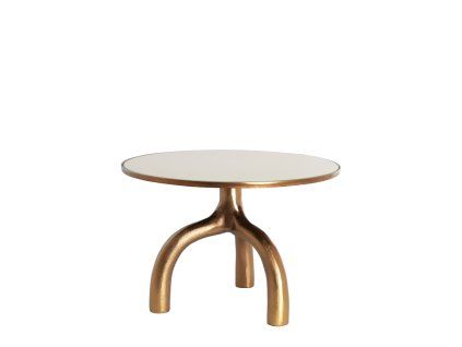 Konferenčný stolík Ø65x44 cm MELLO lesklý hnedý bronz + sklo taupe