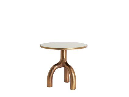 Príručný stolík Ø50,5x45,5 cm MELLO lesklý hnedý bronz + sklo taupe