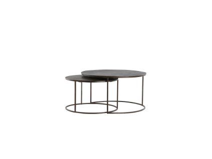 Konferenčný stolík S/2 Ø61x37+Ø76x41 cm TALCA tmavohnedý