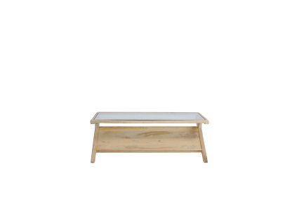 Konferenčný stolík 112x70x41 cm YUKI mangové drevo prírodné + sklo