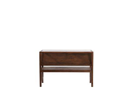 Konzola 119x41x80 cm YUKI akáciové drevo tmavohnedé + sklo