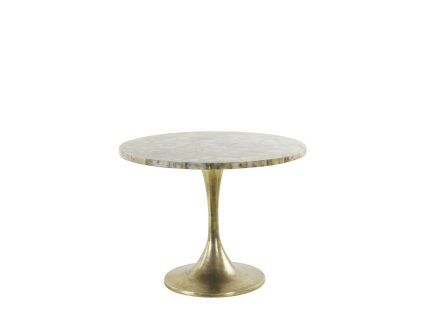 Príručný stolík Ø61x41 cm RICKERD žltý achát+antický bronz