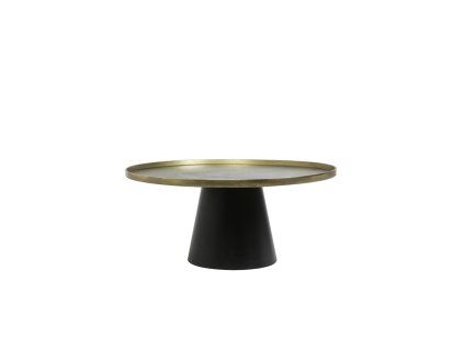 Konferenčný stolík Ø75x35 cm POPETA antický bronz-čierny