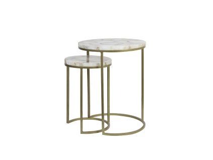 Príručný stolík S/2 Ø28x42+Ø41x50 cm AXAT achát antický bronz