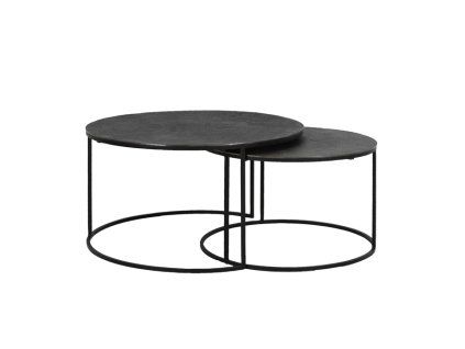 Konferenčný stolík S/2 Ø61x37+Ø76x41 cm RENGO textúra čierny nikel