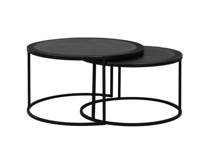 Konferenčný stolík S/2 Ø67,5x39,5+Ø75x45 cm TALCA olovo antická hrana