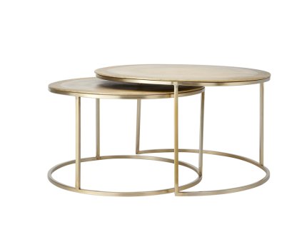 Konferenčný stolík S/2 Ø65x39+Ø75x45 cm TALCA svetlozlatá