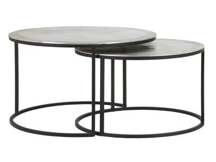 Konferenčný stolík S/2 Ø67,5x39,5+Ø75x45 cm TALCA surový nikel