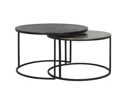 Konferenčný stolík S/2 Ø67,5x39,5+Ø75x45 cm TALCA rw lead+ant lead