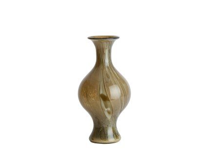 Váza Ø19x40 cm JORVEN sklo taupe+olivovozelená