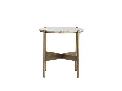Príručný stolík Ø47x45 cm MACAPA antický bronz + krémový travertín