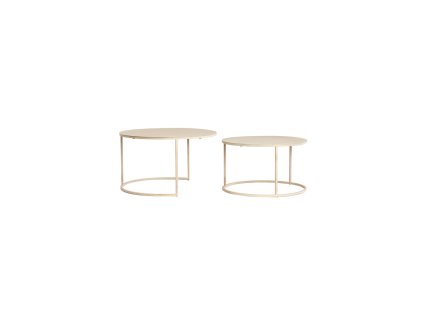 Konferenčný stolík S/2 Ø65x38+Ø75x42 cm SADAR pieskový+sivý hnedý bodkovaný