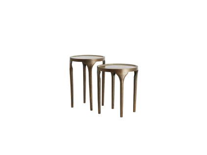 Príručný stolík S/2 Ø40x46+Ø36x52 cm LAPAZ antický bronz+taupe