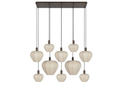 Závesná lampa 10L 144x49x200 cm HUXI drevená potlač hnedá+ľanová