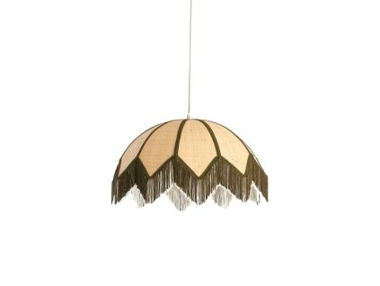 Závesná lampa Ø55x36,5 cm SULINA rafia prírodná+zelená