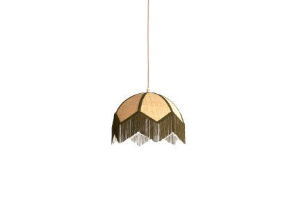 Závesná lampa Ø35x28 cm SULINA rafia prírodná+zelená