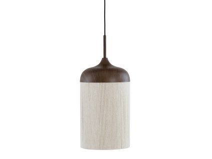 Závesná lampa Ø27,5x52 cm DANIA drevená potlač d hnedá+lano krémová