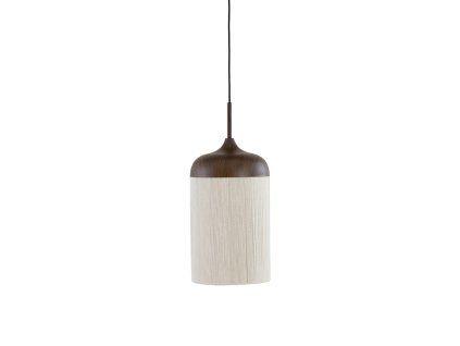 Závesná lampa Ø22x41,5 cm DANIA drevená potlač d hnedá+lano krémová