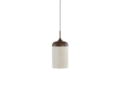 Závesná lampa Ø16x31 cm DANIA drevená potlač d hnedá+lano krémová