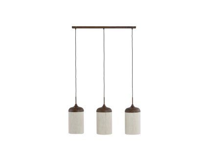 Závesná lampa 3L 90x22x32 cm DANIA drevená potlač hnedá+lano cr