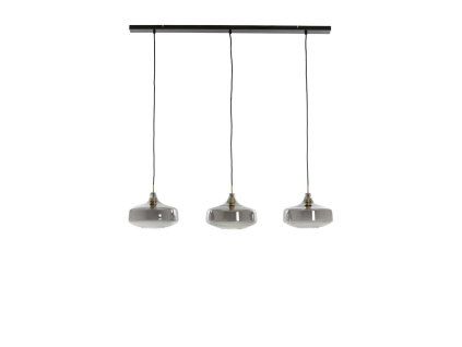 Závesná lampa 3L 120x30x21 cm SOLNA antický bronz + dymové sklo