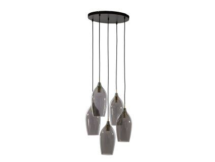 Závesná lampa 5L Ø45x36 cm LUKARO antický bronz + dymové sklo