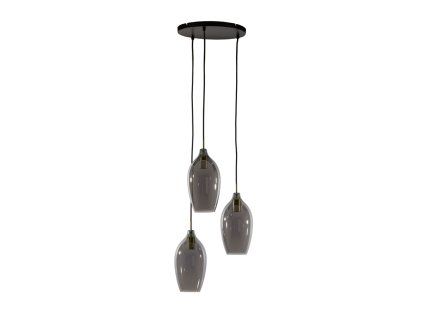 Závesná lampa 3L Ø35x32 cm LUKARO antický bronz + dymové sklo