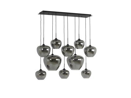 Závesná lampa 10L 120x60x110 cm MAYSON dymové sklo + matná čierna