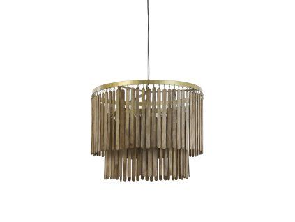 Závesná lampa Ø60x43 cm GULARO drevo hnedá+bronzová