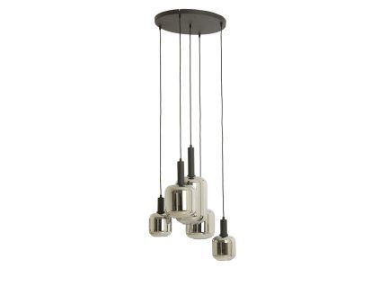 Závesná lampa 5L Ø65x32 cm LEKAR čierna + dymové sklo