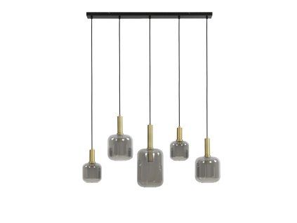 Závesná lampa 5L 110x22x32 cm LEKAR mravenec bronz + dymové sklo