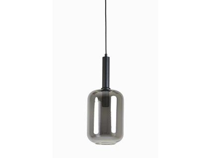 Závesná lampa Ø22x52 cm LEKAR čierna + dymové sklo