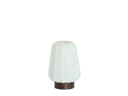 Stolová lampa Ø20x29 cm BIBIA, potlač dreva, tmavohnedá+biela