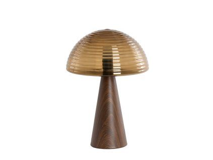 Stolová lampa Ø30x43 cm MUEDA sklo hnedé+potlač dreva d hnedá