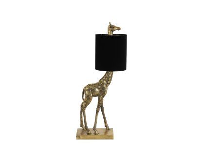 Stolová lampa 26x16x61 cm ŽIRAFA antický bronz + zamatová čierna