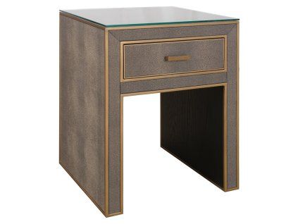 Nočný stolík Bloomville mosadzný shagreen so sklenenou doskou