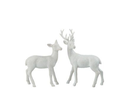 Vianočná dekorácia - set 2 ks bielych jelenčekov, rozmer 22x6,5x28 cm