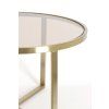 Konferenčný stolík S/2 Ø65x39+Ø75x44 cm SERELLE svetlý zlatý+sklo hnedý