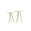 Príručný stolík S/2 max Ø43x53 cm PRATO mramor biely+ant bronz