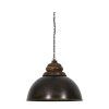 Závesná lampa Ø52x40 cm LEIA čierna zinková + vrchnák drevo hnedá