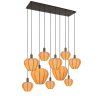 Závesná lampa 10L 144x49x200 cm HUXI drevená potlač hnedá+ľanová