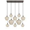Závesná lampa 10L 144x49x200 cm HUXI drevená potlač hnedá+ľanová