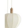 Závesná lampa 5L Ø76x140 cm HUXI potlač dreva prírodná + ľan krémová