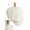 Závesná lampa 5L Ø76x140 cm HUXI potlač dreva prírodná + ľan krémová