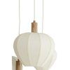Závesná lampa 5L Ø76x140 cm HUXI potlač dreva prírodná + ľan krémová