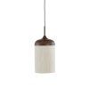 Závesná lampa Ø22x41,5 cm DANIA drevená potlač d hnedá+lano krémová
