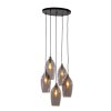 Závesná lampa 5L Ø45x36 cm LUKARO antický bronz + dymové sklo