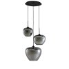 Závesná lampa 3L Ø40x160 cm MAYSON dymové sklo + matná čierna