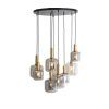 Závesná lampa 9L Ø83,5x79,5 cm LEKAR antiq bronz+smokd sklo